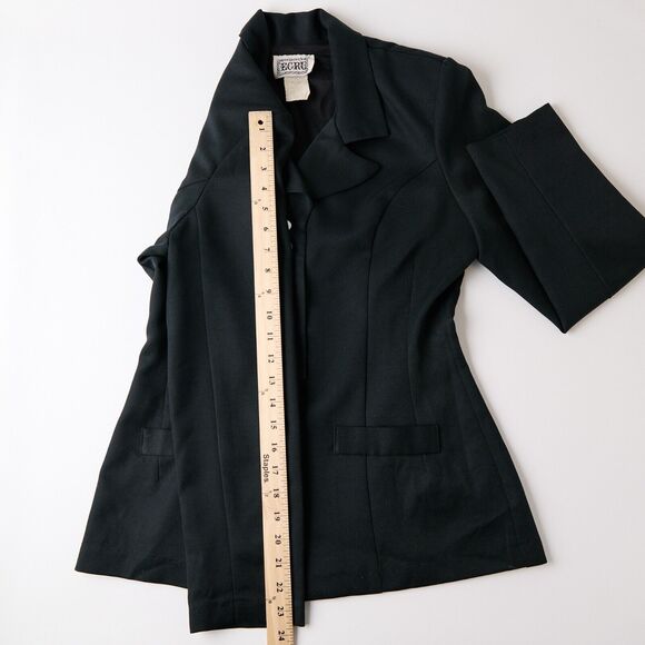 Vtg Y2K Ecru Blazer Womens L Fitted Button Up Goth Academia Jacket Whimsigoth - Picture 5 of 10